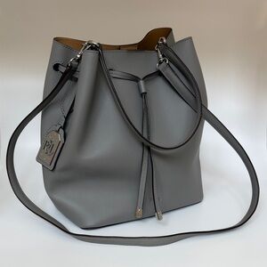 Lauren Ralph Lauren Leather Gray Shoulder Bag